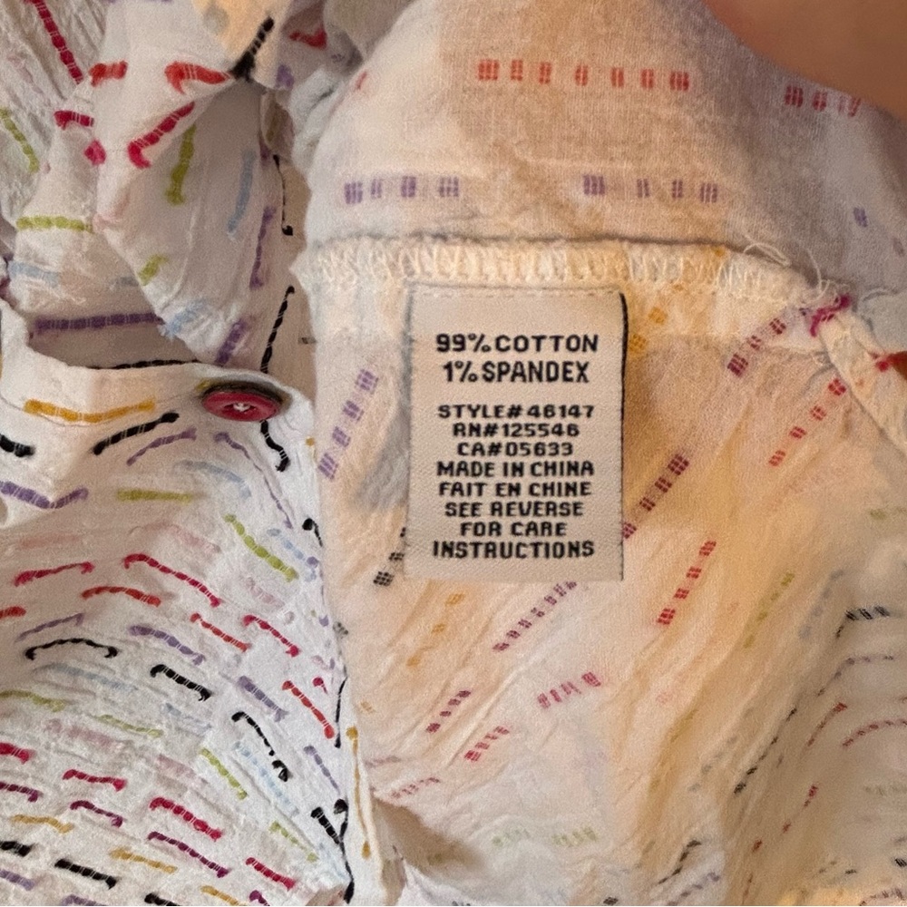 Habitat Women's Button Down Shirt with Multicolor Stripes - Picture 5 of 6